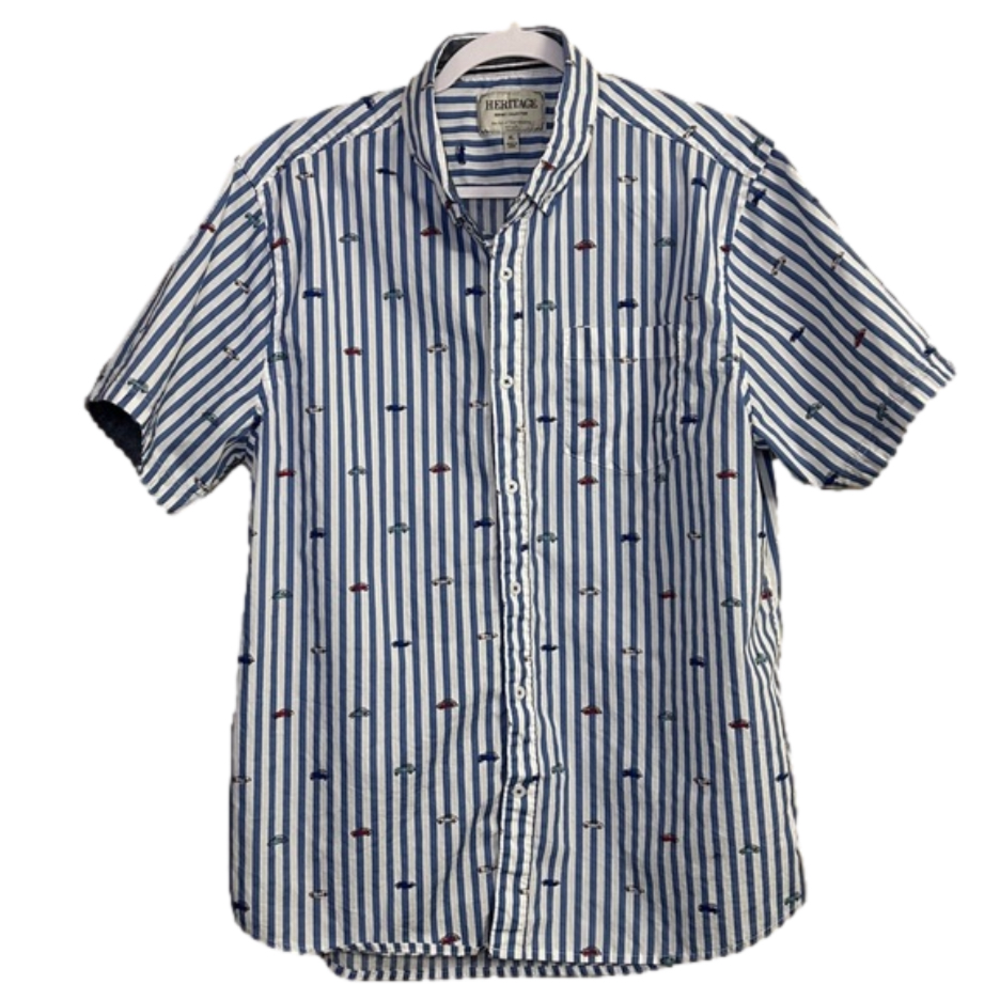 Heritage Report Collection Slim Fit Short Sleeve Button Up Shirt/Mens/XLarge